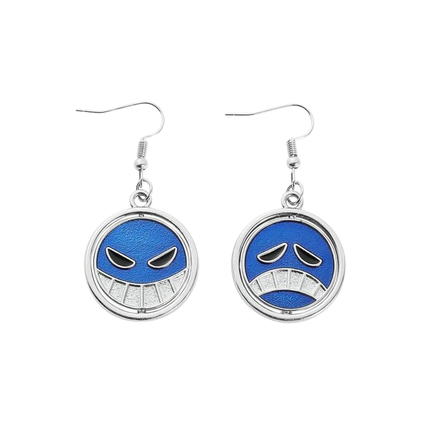Aretes Colgantes Portgas D. Ace Azul - One Piece
