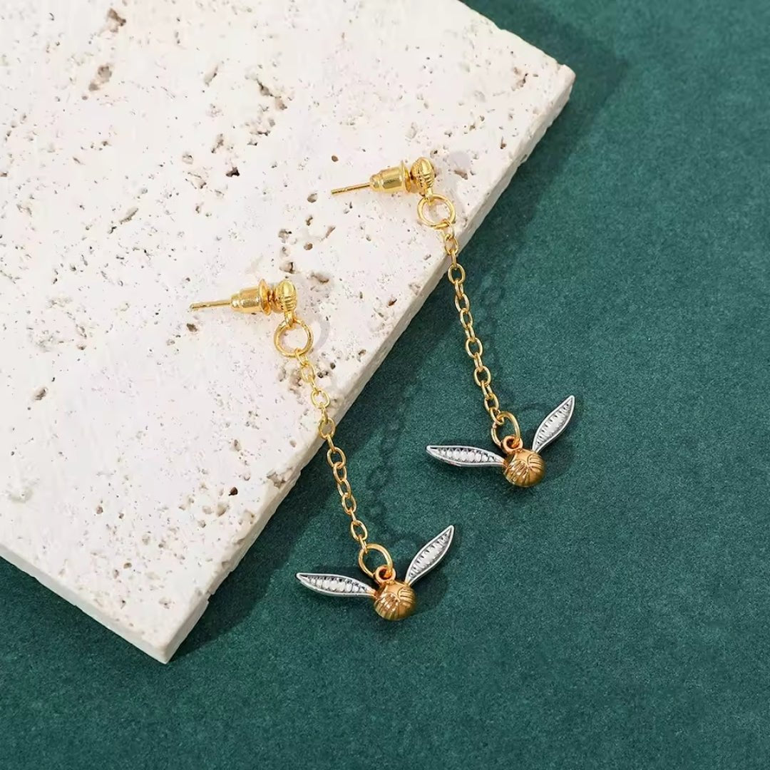 Aretes Colgantes Snitch Dorada - Harry Potter