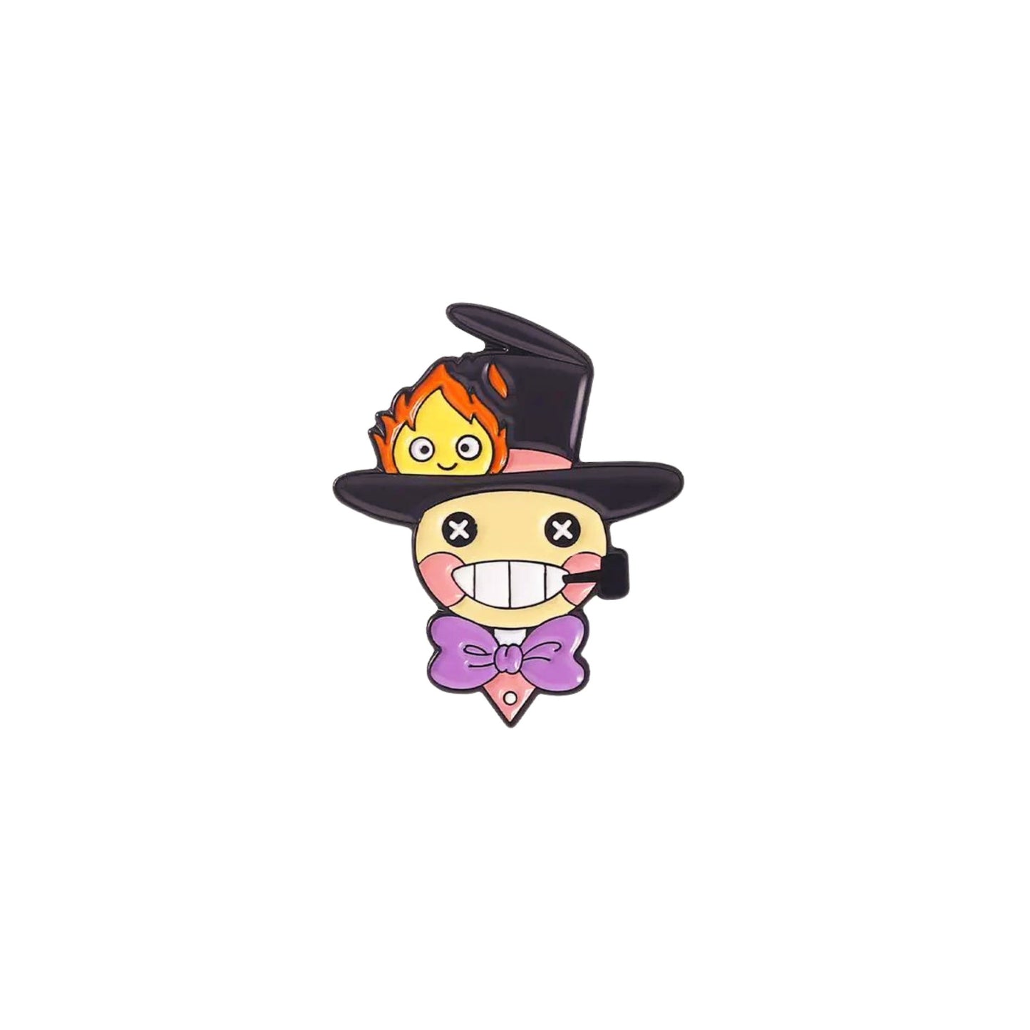 Broche / Pin Cabeza De Nabo Y Calcifer - El Castillo Vagabundo