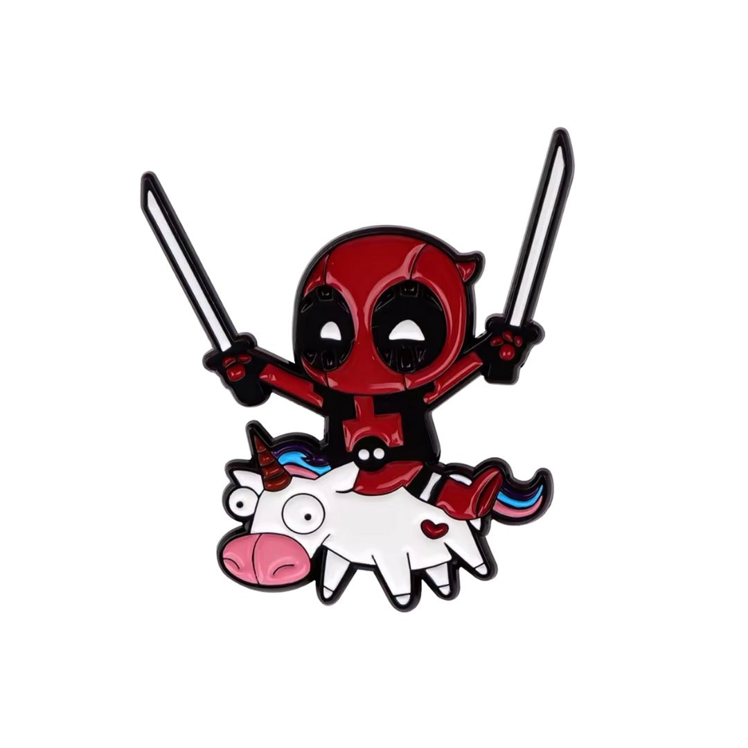 Broche / Pin Deadpool En Unicornio - Marvel