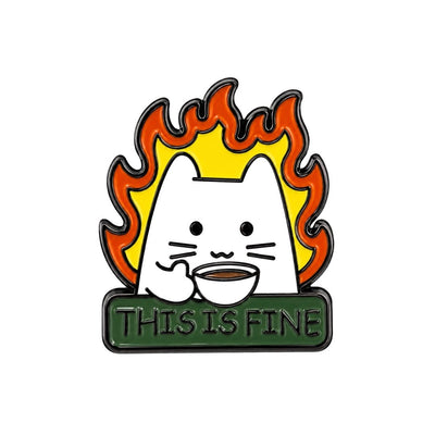 Broche / Pin Gato This Is Fine