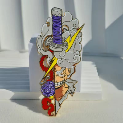 Broche / Pin Luffy Gear Five, Katana Y Fruta Gomu Gomu - One Piece