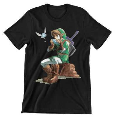 Camiseta Link Tocando La Ocarina - The Legend Of Zelda (SE ELABORAN POR PEDIDO)