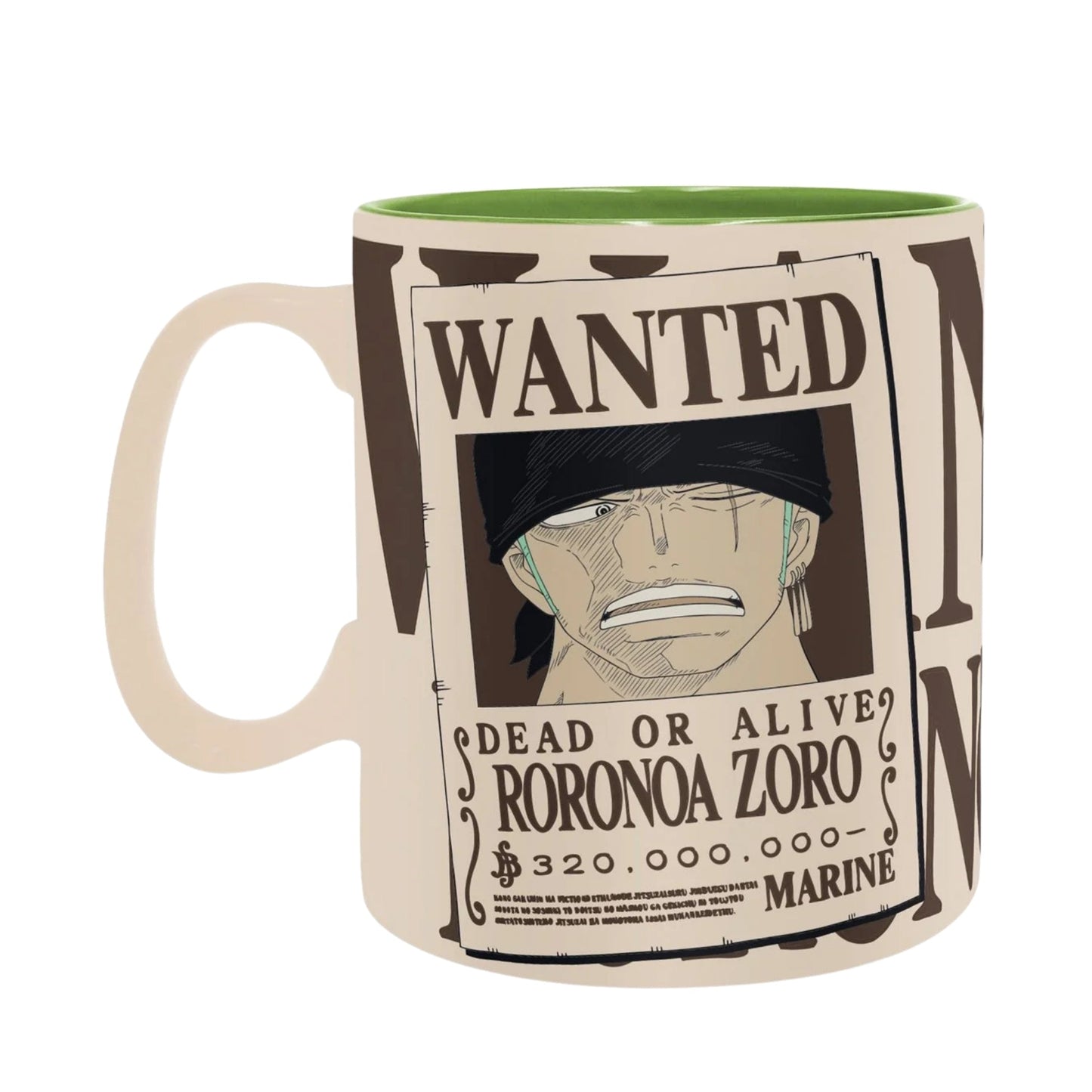 Set Taza Más Porta Vaso Wanted Zoro Abysse 460 ML (16 Oz) - One Piece