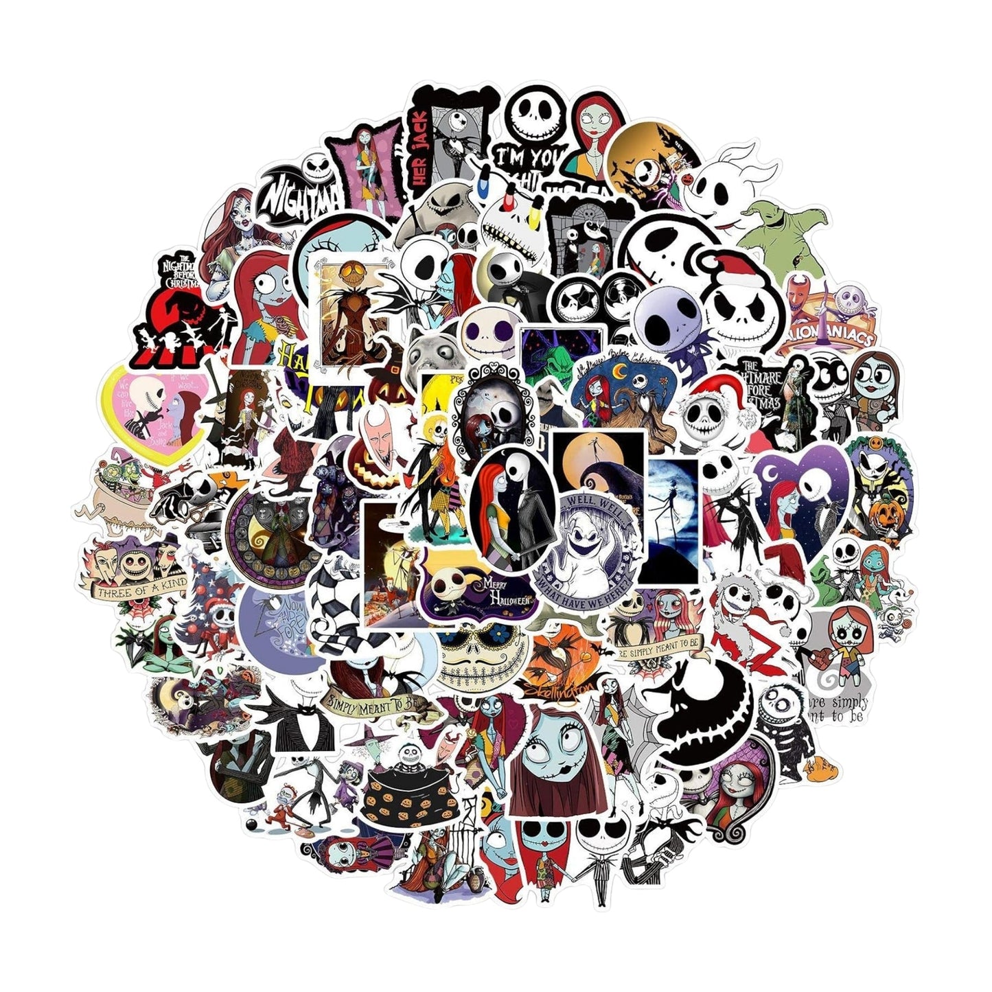 Sticker Variado Jack Skellington 100 Unidades - The Nightmare Before Christmas