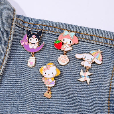 Broche / Pin Cinnamoroll Con Colgante - Sanrio