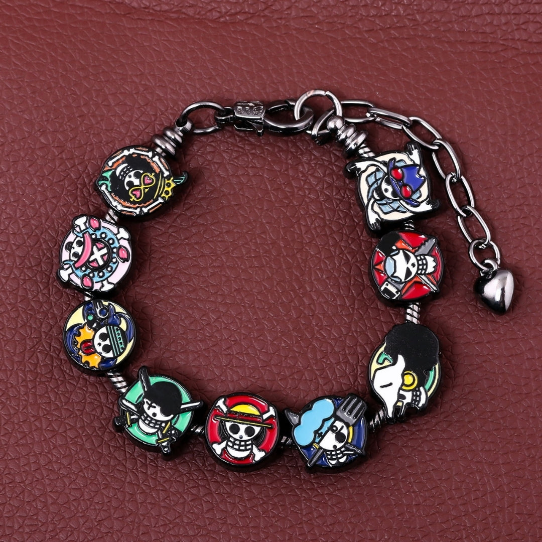 Pulsera Con Charms Calaveras Circular - One Piece