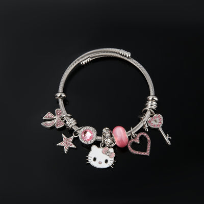 Pulsera Con Charms Hello Kitty (Rosa Y Plata) - Sanrio