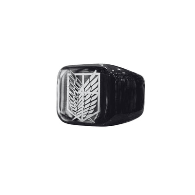Anillo Cuadrado Acero Inoxidable Alas de La Libertad - Attack On Titan