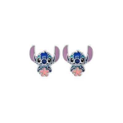 Aretes Stitch Con Flor - Lilo Y Stitch
