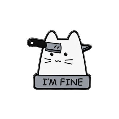 Broche / Pin Gato Con Cuchillo Cabeza