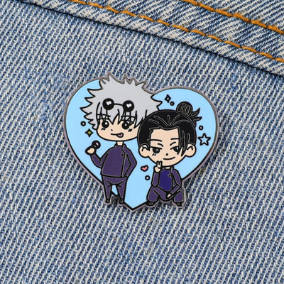 Broche / Pin Gojo Y Geto (Fondo Corazon) - Jujutsu Kaisen