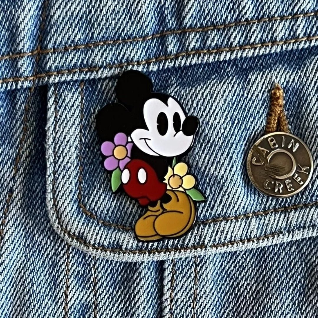 Broche / Pin Mickey Mouse Con Flores - Disney
