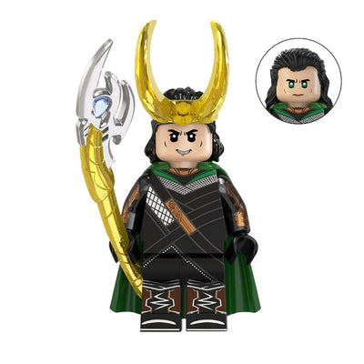 Figura Tipo Lego Loki Con Baculo - Marvel / REPLICA