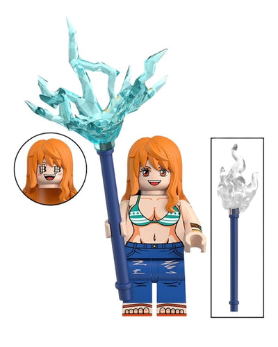 Figura Tipo Lego Nami Con Baston - One Piece / REPLICA