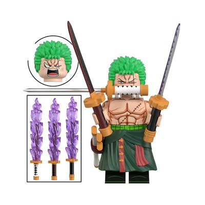 Figura Tipo Lego Zoro Triple Katana (Moradas) - One Piece / REPLICA