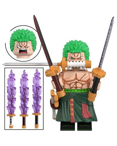 Figura Tipo Lego Zoro Triple Katana (Moradas) - One Piece / REPLICA