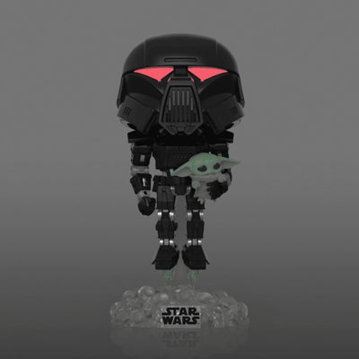 Funko Pop Dark Trooper With Grogu Gitd Special Edition #488 - Star Wars The Mandalorian