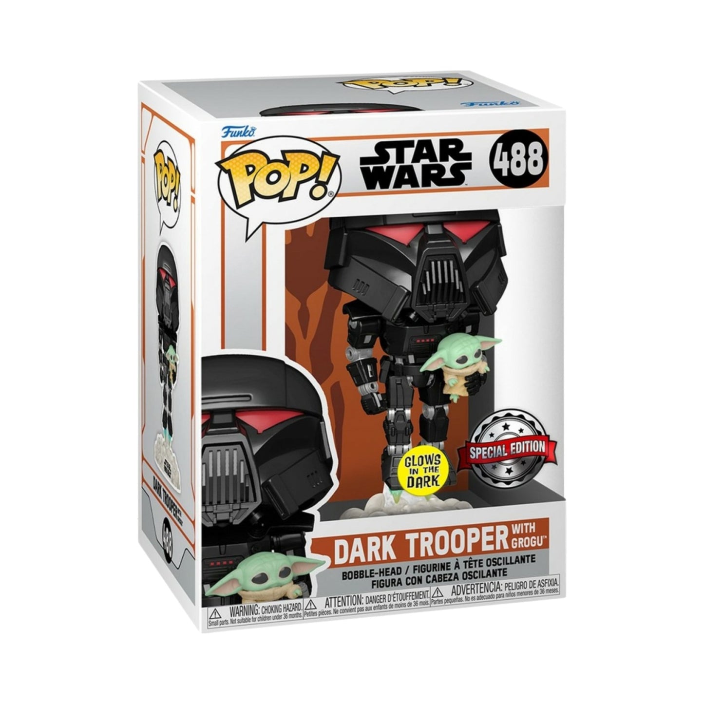 Funko Pop Dark Trooper With Grogu Gitd Special Edition #488 - Star Wars The Mandalorian