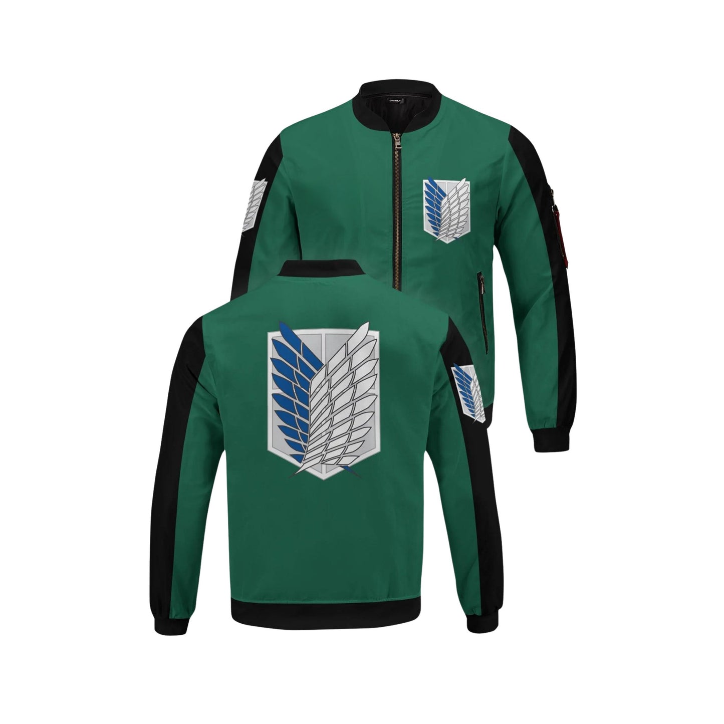 Hoodie Con Zipper Verde Alas De La Libertad - Attack On Titan