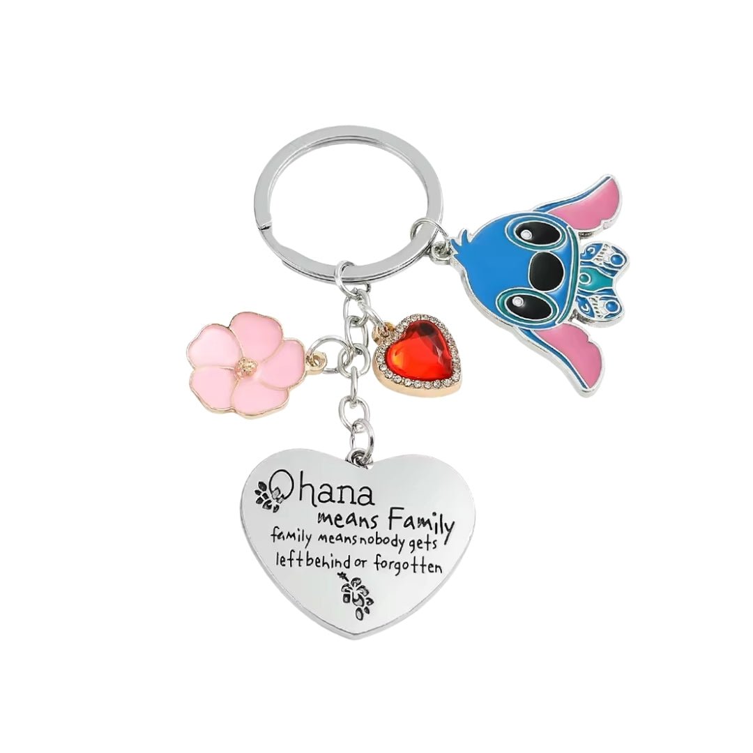 Llavero Stitch, Corazon Y Flor - Lilo Y Stitch
