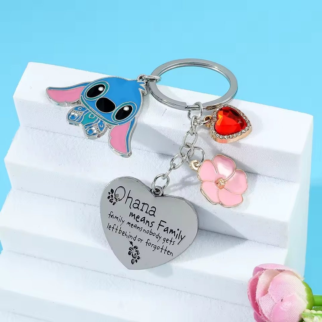 Llavero Stitch, Corazon Y Flor - Lilo Y Stitch