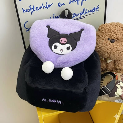 Mochila Peluche Kuromi Con Pompones - Sanrio