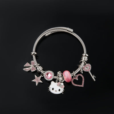 Pulsera Con Charms Hello Kitty (Rosa Y Plata) - Sanrio