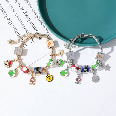 Pulsera Con Charms Mario Bros Dorada - Nintendo