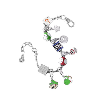 Pulsera Con Charms Mario Bros (Luigi) Plateada - Nintendo