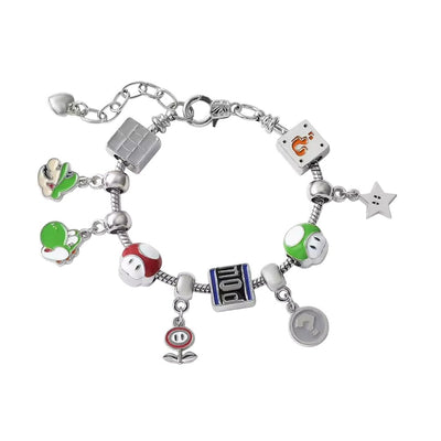 Pulsera Con Charms Mario Bros (Luigi) Plateada - Nintendo