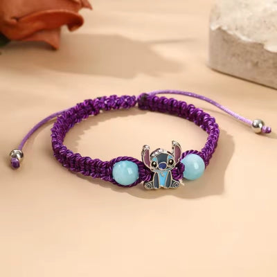 Pulsera De Cuerda Ajustable Stitch Morada - Lilo Y Stitch