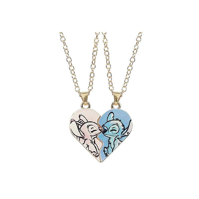 Set 2 Collares Para Compartir Stitch Y Angel Corazon - Lilo Y Stitch