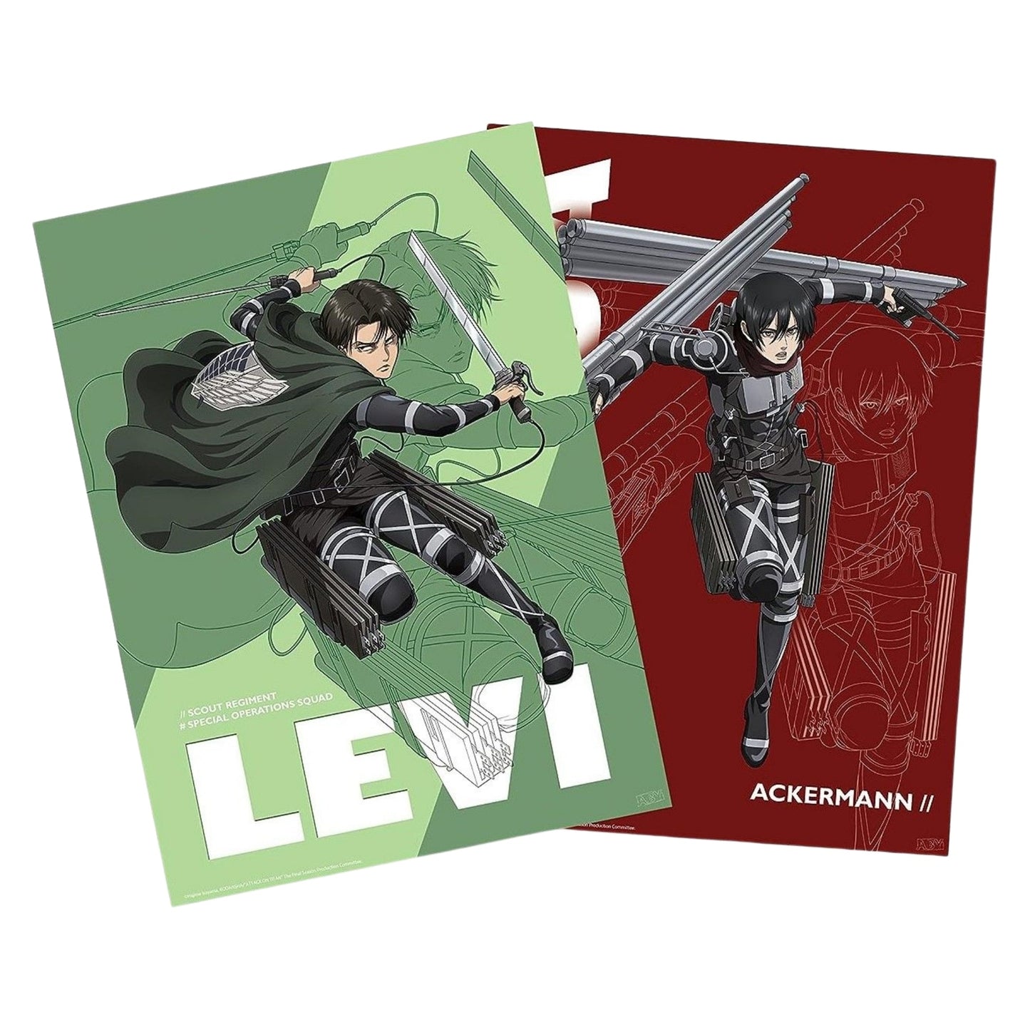 Set 2 Posters Mikasa Y Levi Ackerman Abysse - Attack On Titan