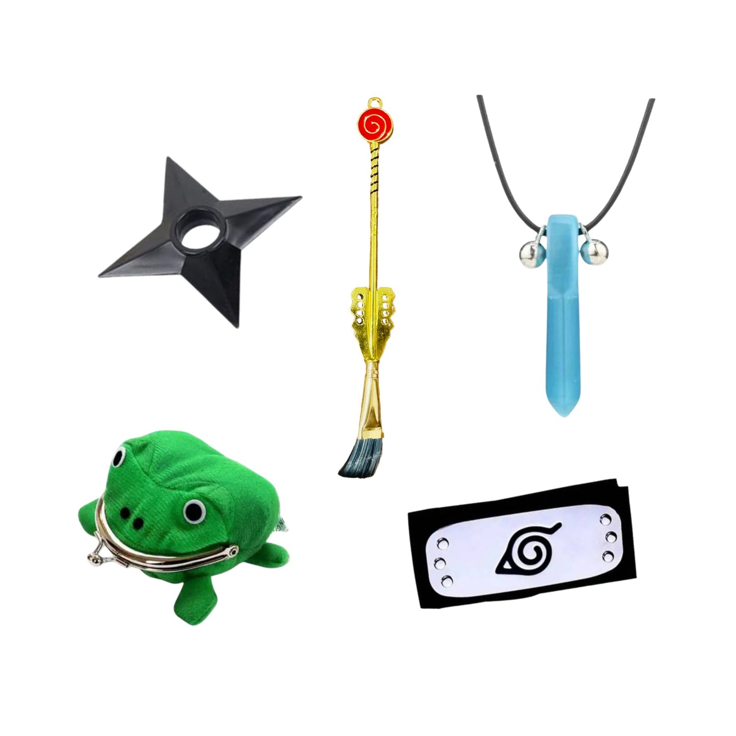 Set Banda Konoha, Gama Chan, Collar Primer Hokage, Shuriken Y Brocha - Naruto