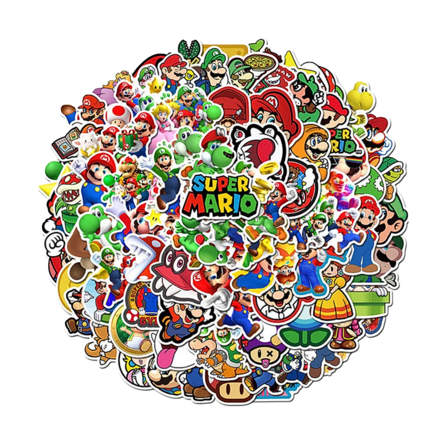 Sticker Variado Super Mario Bros 100 Unidades - Nintendo