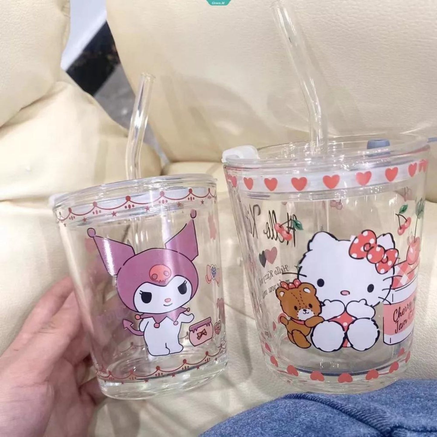 Vaso De Vidrio Hello Kitty (con pajilla) - Sanrio