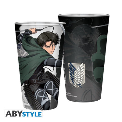 Vaso Vidrio Levi Ackerman Abysse 400 ML (14 Oz) - Attack On Titan